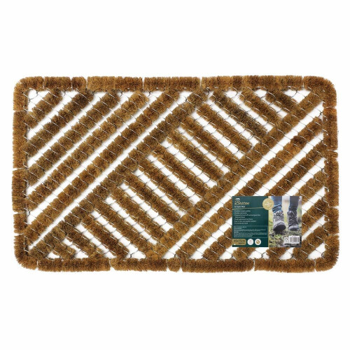 JVL Boston Natural Coir Steel Scraper Outdoor Entrance Floor Door Mat
