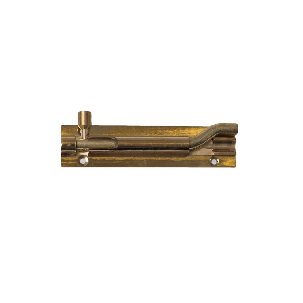 Bulk Hardware BH00775 Swan Neck Surface Slide Door Bolt, 100 mm (4 inch) - Brass