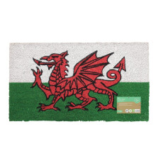 JVL Cymru Welsh Dragon Latex Backed Coir Coconut Entrance Door Mat, Multi-Colour, 40 x 70 cm