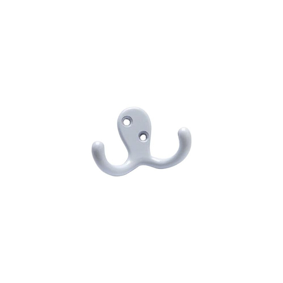 Bulk Hardware Bh00227 Metal Twin Robe Hook - White, Pack Of 2 5013249314987