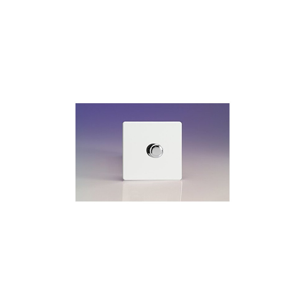 Varilight Screwless Plastic Premium White 1 Gang Led Trailing Edge Dimmer Switch 1 Or 2 Way 5021575191066