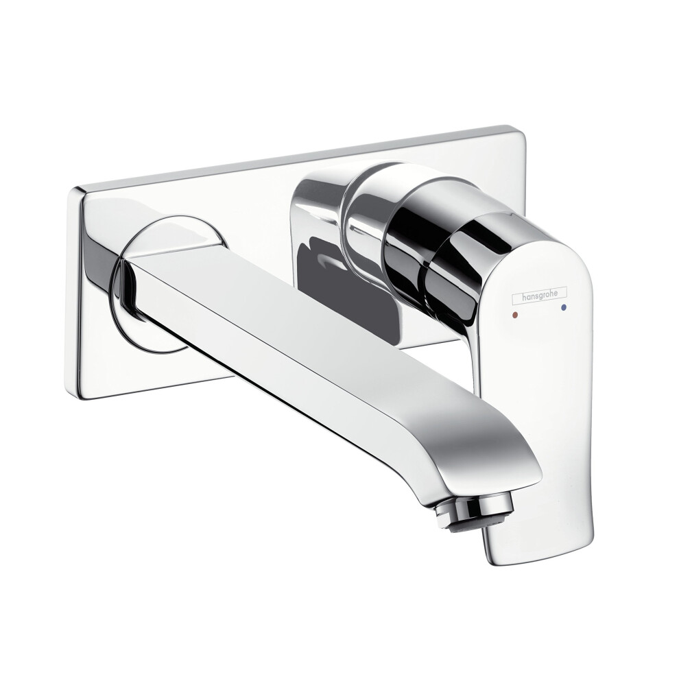 hansgrohe Metris wall-mounted basin mixer tap, 165 mm spout, chrome