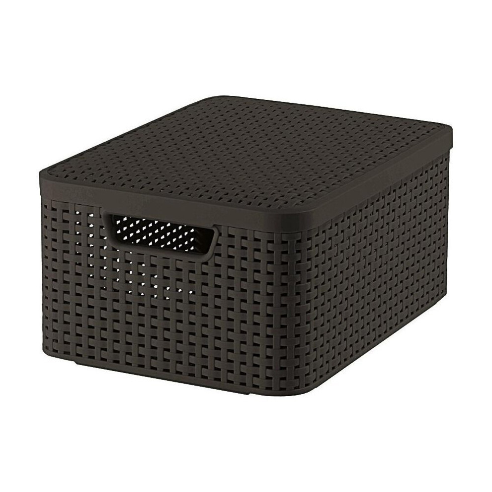 Curver Style 205847 Storage Box Rattan Look Size M with Second-Generation Lid Polypropylene