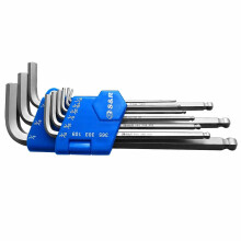 S&R Allen Keys, Hex Keys Ball End, Set HX.9-Pieces. 1/16-3/8 inch, long, in Plastic Clip. Professional quality