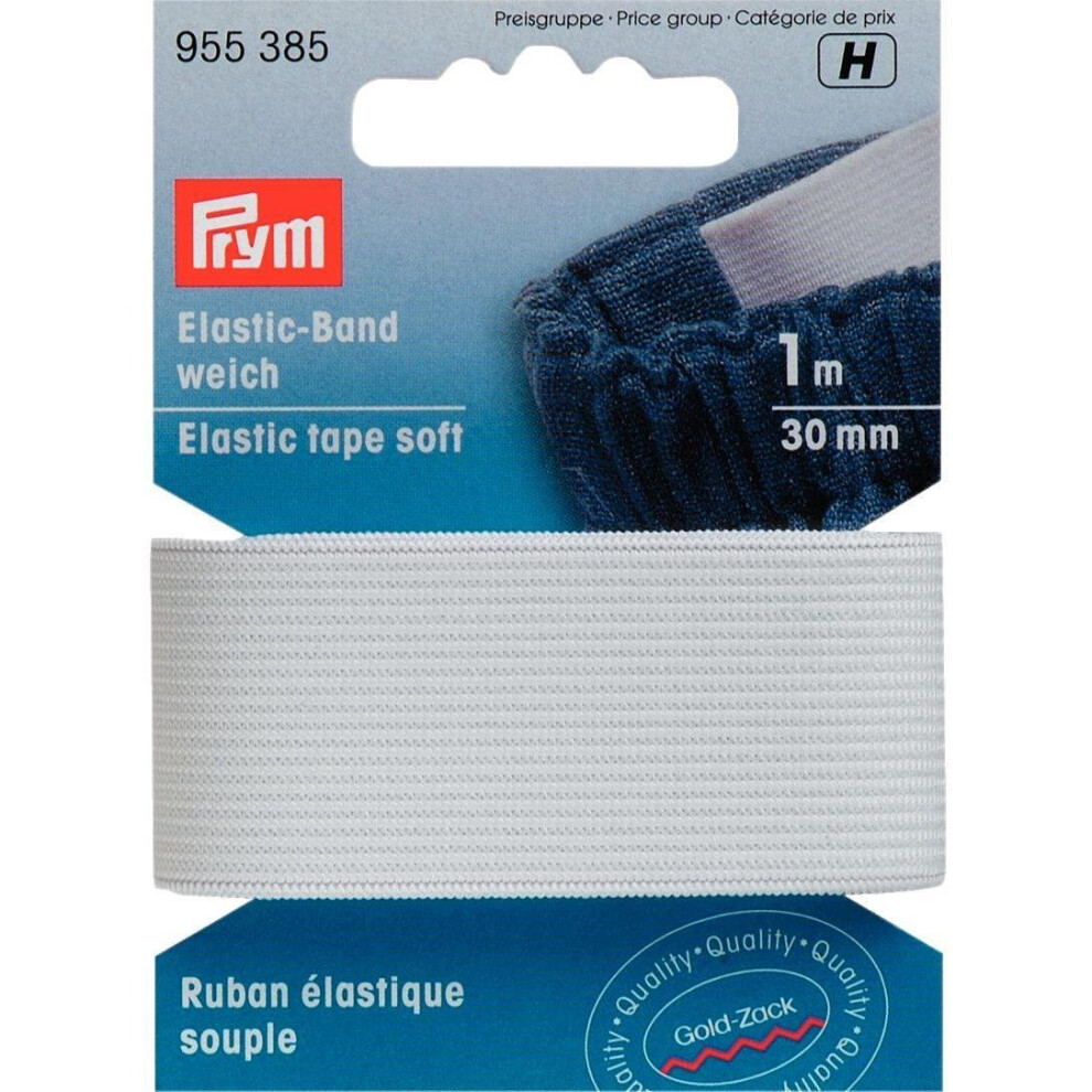 Prym 30 Mm 1 M Soft Elastic Tape, White