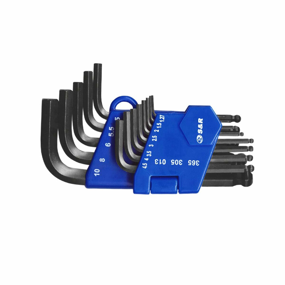 S & R Allen Key Set With Ball Head, 13-Piece Set, 1.27ÃÂ To 10ÃÂ Mm In Plastic Clip 4045363050138