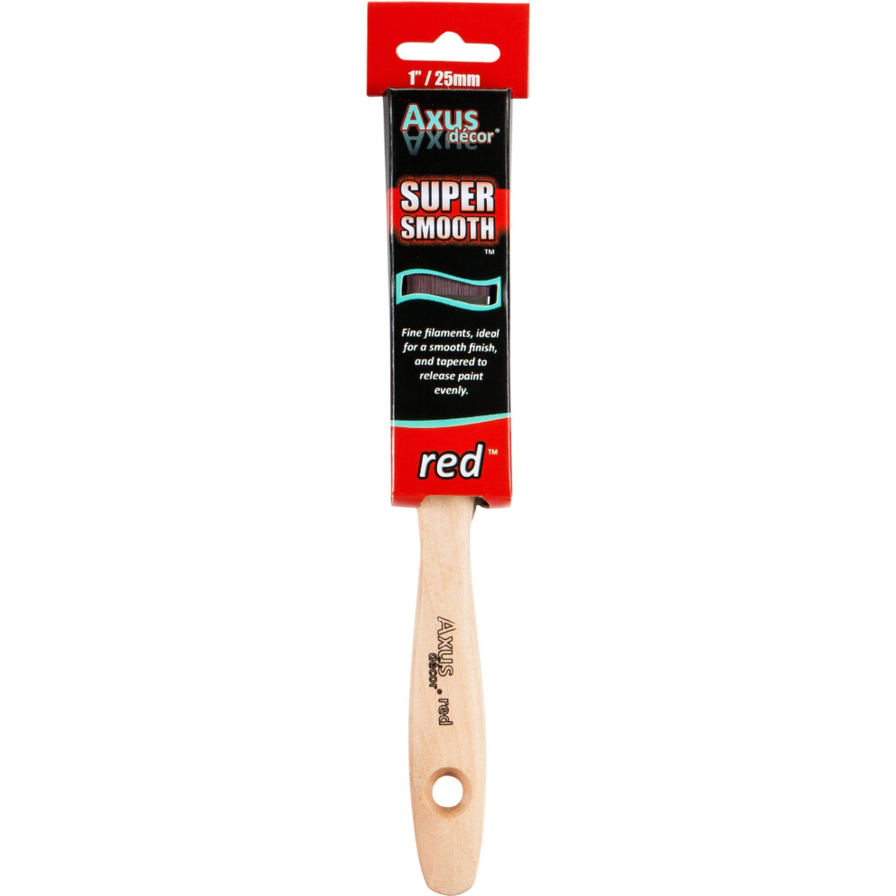 Axus Dã©Cor 1-Inch Super Smooth Paint Brush - Red 5060128793487