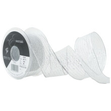 Berisfords 40 mm Wired Tinsel Mesh Ribbon, Silver