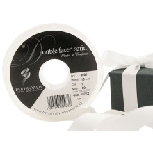 Berisfords 3501 20 m x 15 mm Double Faced Satin Ribbon, White