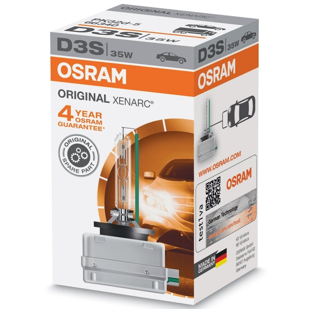 OSRAM XENARC ORIGINAL D3S HID, xenon headlight bulb, 66430, folding carton box (1 piece)
