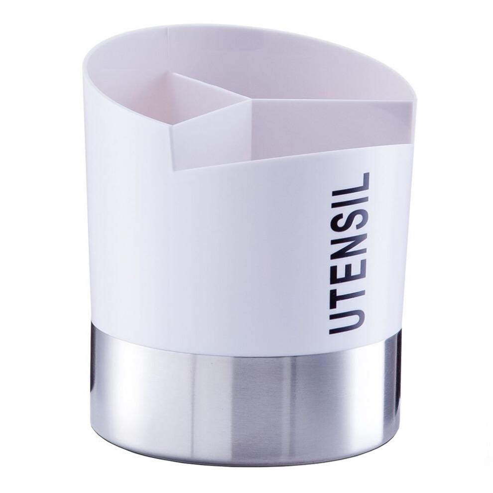 Zeller Utensil Holder, Stainless Steel, White, 14.5 x 17 cm-image-OPC-PPGTZT-NEW