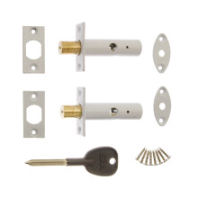 ERA Door Security Bolt with 1 Key - White (2 Pieces)