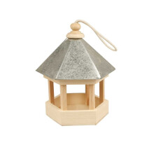 Comedouro para aves - Tradicional - Hexagonal - Telhado em zinco - Sistema de suspensão - Exterior