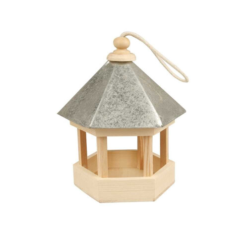 Vogelfutterstation - Traditionell - Sechseckig - Zinkdach - Aufhängesystem - Außenbereich