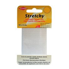 Kleiber 40 x 6 cm Iron on Elasticated Clothing Repair Tape, White