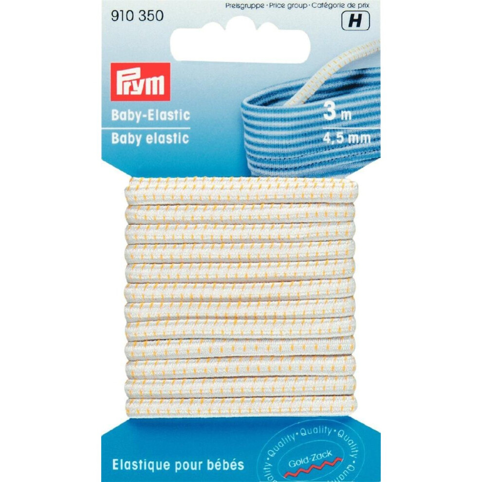 Prym 3 m x 4.5 mm Baby Elastic, White