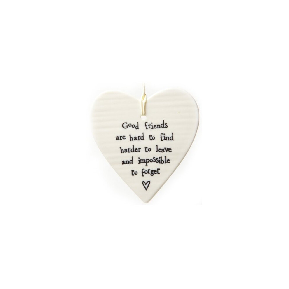 East Of India Porcelain Heart Coaster - Good Friends Are Hard To Find Harder To Leave Impossible To Forget