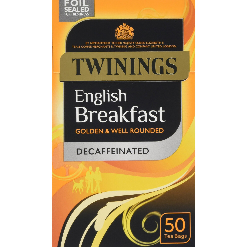 Twinings Traditional English Breakfast Decaffeinated 50 Tea Bags (Pack of 4, total 200 Tea Bags)