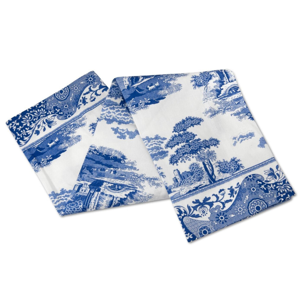Blue Italian 45 x 74 cm Cotton Tea Towel, Blue/White