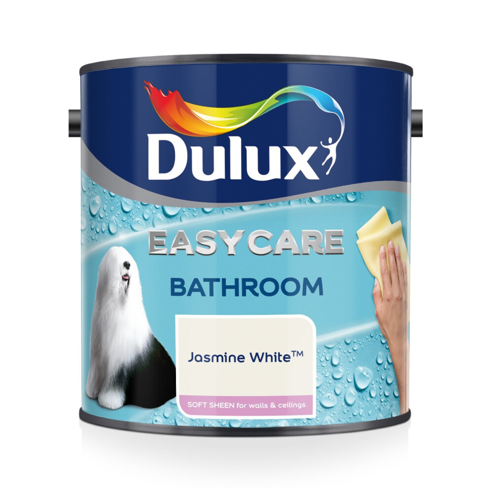Dulux Easycare Bathroom Plus Soft Sheen Paint, Jasmine White, 2.5 Litre