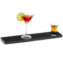 C-1 Rubber Bar Mat 15in | bar@drinkstuff Fingertip Bar Rail Runner - Protects Bar Top, Captures Spills, Shot Glass Section