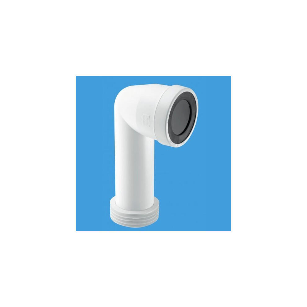 Mcalpine Wc-Con8E 90 Degree Bend Adjustable Length Extended Inlet Rigid Wc Connector, White