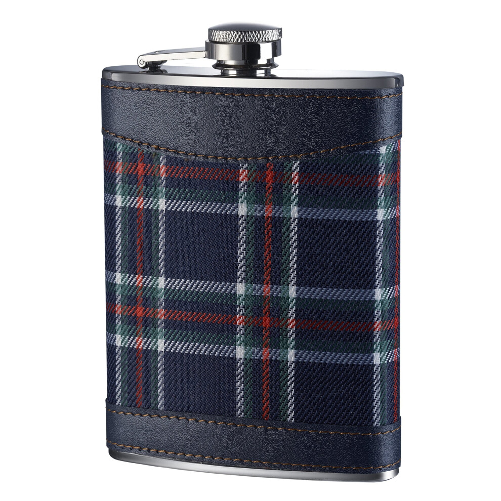 Premier Housewares Tartan Hip Flask, 8 oz - Blue