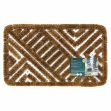 JVL Boston Natural Coir Steel Scraper Outdoor Entrance Door Mat, Metal, Brown, 39 x 59 cm