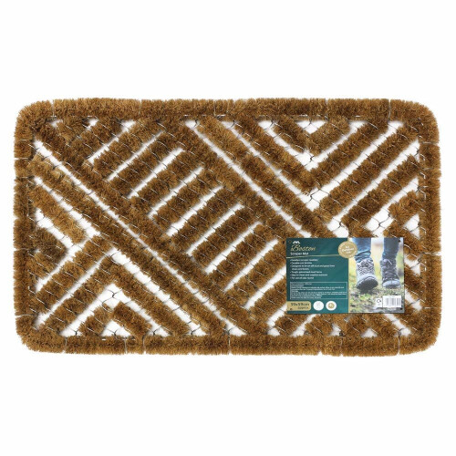 JVL Boston Natural Coir Steel Scraper Outdoor Entrance Door Mat, Metal, Brown, 39 x 59 cm