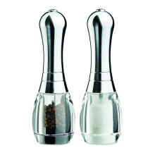 DMD Skittle Salt and Pepper Mill Set with Chrome Plated Top, Clear