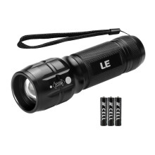 LE Adjustable Focus LED Torch, Super Bright Zoomable Handheld Flashlight, 3 AAA Batteries Included