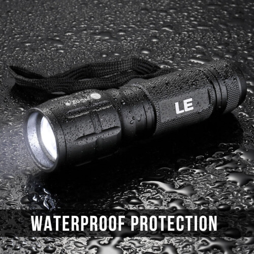 LE Adjustable Focus LED Torch, Super Bright Zoomable Handheld Flashlight, 3 AAA Batteries Included 2