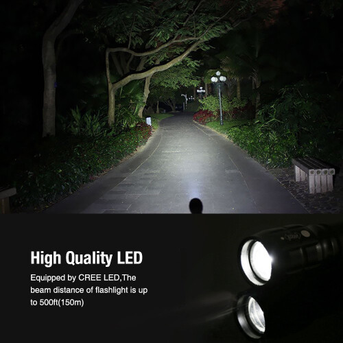 LE Adjustable Focus LED Torch, Super Bright Zoomable Handheld Flashlight, 3 AAA Batteries Included 1