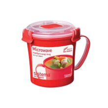 Sistema Microwave Soup Mug, 656 ml - Red/Clear