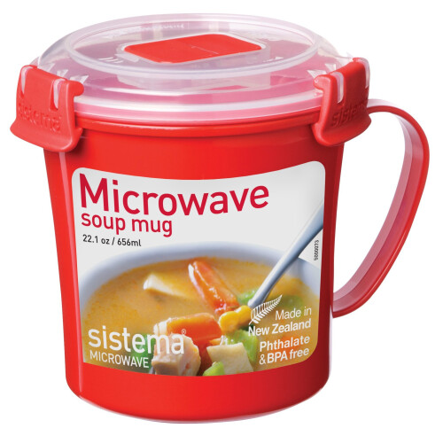 Sistema Sistema Microwave Soup Mug, 656 ml - Red/Clear 1
