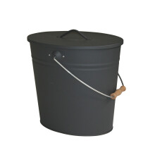 Kamino-Flam Ash Bucket for Indoors and Outdoors - Large Ash Bucket with Lid - 24 l Ash Bucket in Black - Fireplace Decoking Devices