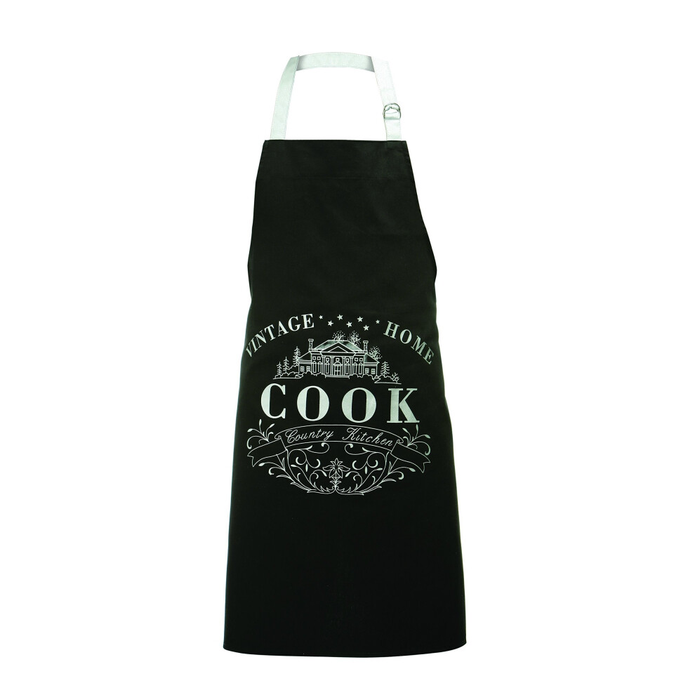 Premier Housewares Kitchen Apron With Neck, Cooking Apron For Men. Women, Apron With Cook Lettering Black/White