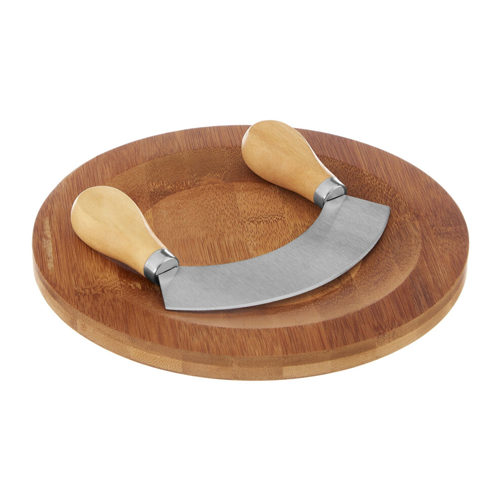 Premier Housewares Herb Chopping Board with Mezzaluna Chopper - Bamboo