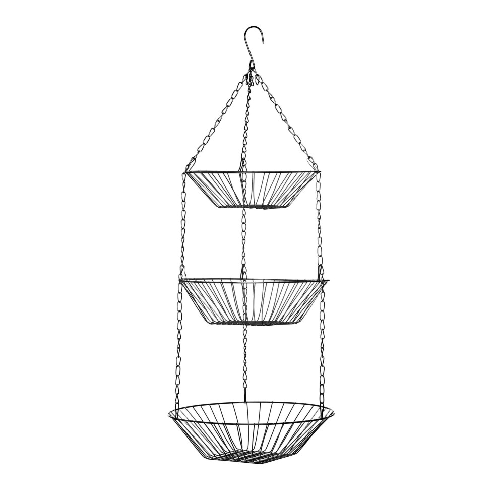 Premier Housewares 3-Tier Chrome Hanging Baskets, 28 x 71 cm