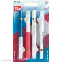 Prym 4-Piece Chalk Pencils Plus Brush, White/Pink/Blue