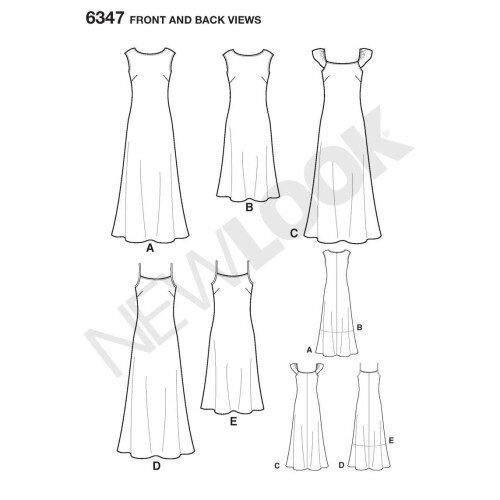 New Look 6347 Size A Misses' Dresses Sewing Pattern, Multi-Colour 1