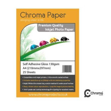 Chroma - A4 Fully Self-Adhesive High Gloss Inkjet Photo Paper - Premium Grade 130gsm (25 Sheets)