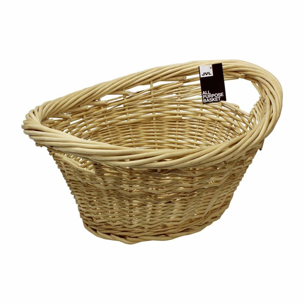JVL Willow All Purpose Laundry Basket with Inset Handles, Wood, 58 x 43 x 25cm