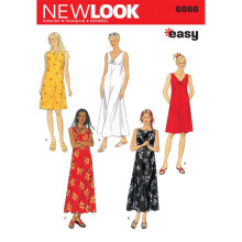 New Look 6866 Størrelse A Misses-kjoler sy-mønster – Flerfarget, 5 stiler, Størrelser S-XL, Lett å sy