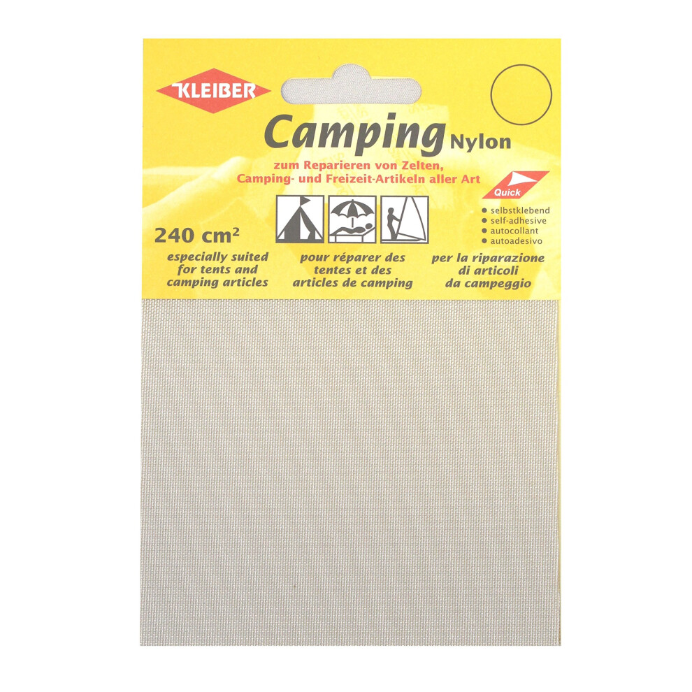 Kleiber Canvas Style Self Adhesive Waterproof Nylon Repair Patches, Light Grey