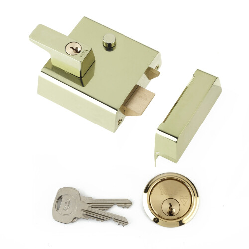 Yale Locks P1 Double Security Nightlatch Brasslux Finish 60 mm Backset Visi Pack 1