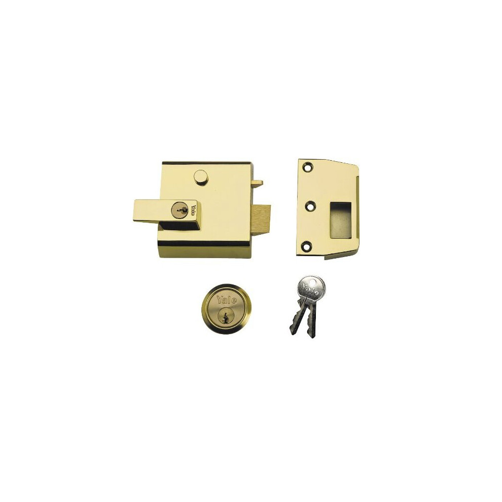 Yale Locks P1 Double Security Nightlatch Brasslux Finish 60 Mm Backset Visi Pack