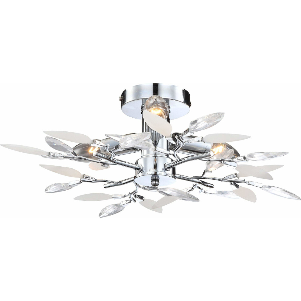 globo 63160-3 E14 40 Watt Vida Ceiling Lamp, Metal Chrome