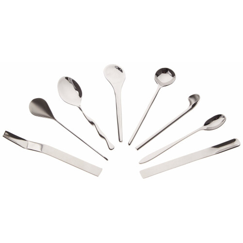 Alessi Alessi Officina Assorted Coffee Spoons, Set of 8, Silver