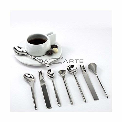 Alessi Alessi Officina Assorted Coffee Spoons, Set of 8, Silver 2